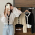 レディース ニットトップス 韓国風 秋服 シフォンニット切り替え リブニット Vネック 女性 長袖 異素材ニットウェア ストレッチ シースルー 袖 ニットセーター 21SHANGYI-059