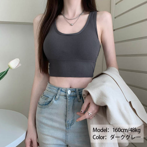 背中あきインナーレディース キャミソール バッククロスキャミソール カップ付き セクシー下着 ブラキャミ 背中開き Uネック 厚カップインナー リブブラトップ 黒 21SHANGYI-064