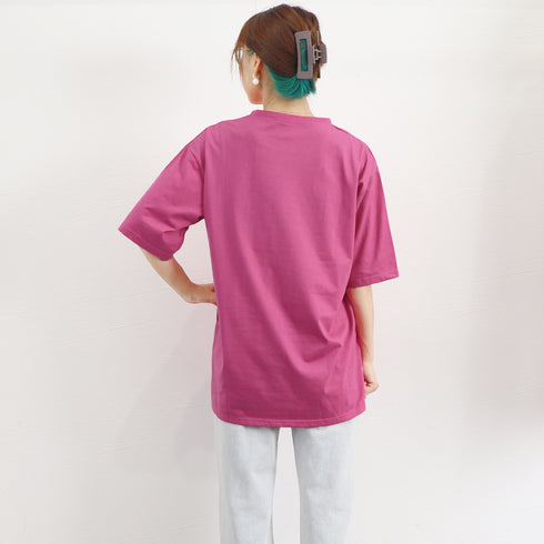 半袖Tシャツレディース 夏 ロゴ 韓国風 クルーネック tシャツ 半袖 ゆったり プルオーバー 夏トップス 体型カバー 配色ビッグTシャツ ハート ロゴプリント 21SHANGYI-069