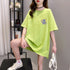 プリントTシャツ チュニックロンt 半袖 バックプリントTシャツ レディース オーバーサイズ カットソー オルチャン 韓国風 ロングtシャツ ビッグシルエット 白 21SHANGYI-070