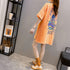 プリントTシャツ チュニックロンt 半袖 バックプリントTシャツ レディース オーバーサイズ カットソー オルチャン 韓国風 ロングtシャツ ビッグシルエット 白 21SHANGYI-070