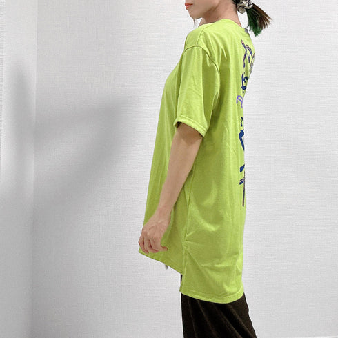 プリントTシャツ チュニックロンt 半袖 バックプリントTシャツ レディース オーバーサイズ カットソー オルチャン 韓国風 ロングtシャツ ビッグシルエット 白 21SHANGYI-070