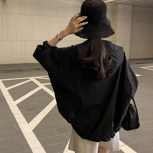 韓国風ジップパーカー長袖 紫外線UV対策 軽アウター レディース 薄手夏ジャケット ドロップショルダー ライトジャケット サマーカーディガン ゆったり カジュアル 21SHANGYI-071