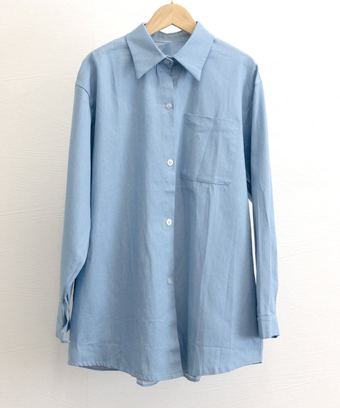 ビッグデニムシャツレディース重ね着お洒落 レイヤードビッグシャツ ゆったり カジュアルロングシャツ 体型カバー春秋トップス レトロ デニムチュニック 袖ボリューム 21SHANGYI-077