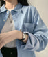 ビッグデニムシャツレディース重ね着お洒落 レイヤードビッグシャツ ゆったり カジュアルロングシャツ 体型カバー春秋トップス レトロ デニムチュニック 袖ボリューム 21SHANGYI-077