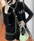 モヘア風ニットベストレディース韓国風秋服 ラメ入りジレベスト ノースリーブジャケット 前開きトップスパールボタン 羽織り お洒落ライトアウター きれいめフェミニン 21SHANGYI-081