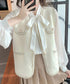 モヘア風ニットベストレディース韓国風秋服 ラメ入りジレベスト ノースリーブジャケット 前開きトップスパールボタン 羽織り お洒落ライトアウター きれいめフェミニン 21SHANGYI-081
