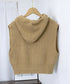 フード付きジップニットベスト ショート丈 ニットジレレディース 重ね着 ノースリーブニットパーカー ニットセーター 韓国風チョッキVネック 学院風前開きジレ 無地 21SHANGYI-082