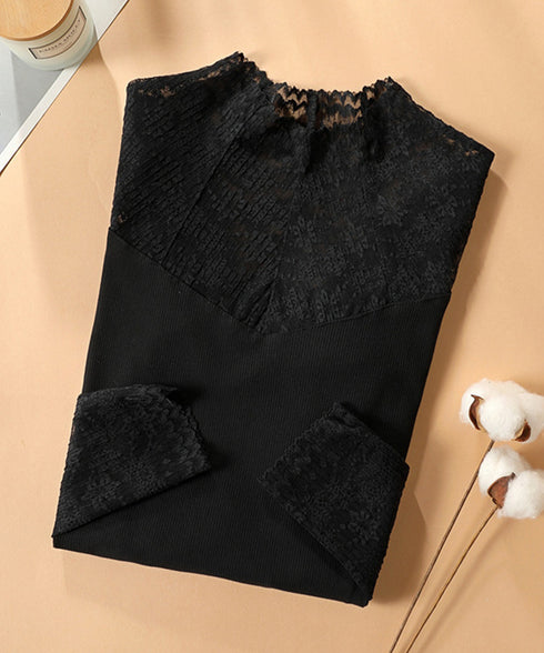 レースカットソー切り替えインナートップス レーストップス シアーシースルートップス レディース レイヤードトップス 薄手肌着 フェミニン 重ね着 細身tシャツ透け 21SHANGYI-085