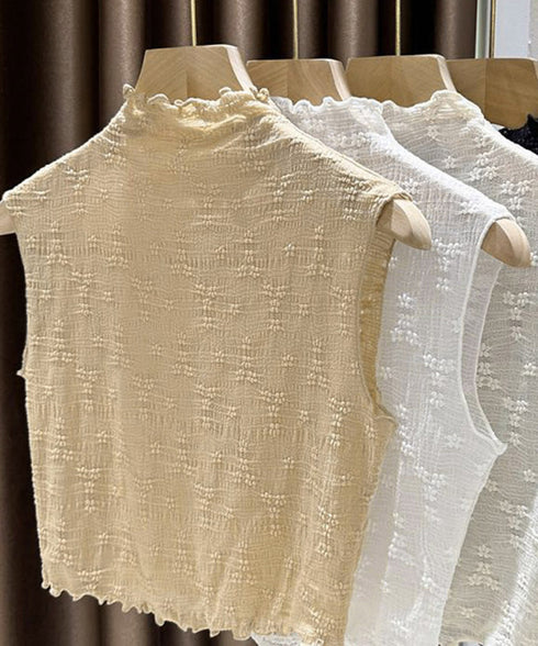 総レースインナートップスレディース韓国風 メロウフリル ハイネックブラウス レースブラウス フリルネック 重ね着 きれいめ フェミニン 白黒 シースルー セクシー 21SHANGYI-086