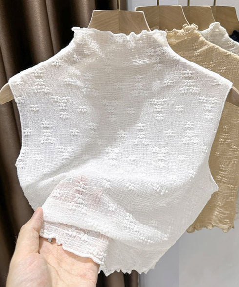 総レースインナートップスレディース韓国風 メロウフリル ハイネックブラウス レースブラウス フリルネック 重ね着 きれいめ フェミニン 白黒 シースルー セクシー 21SHANGYI-086