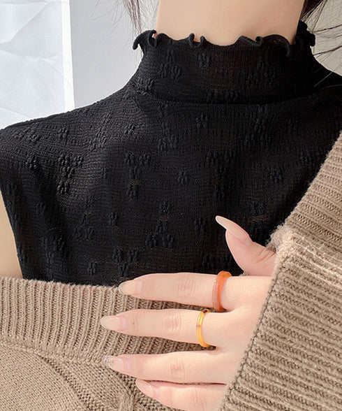 総レースインナートップスレディース韓国風 メロウフリル ハイネックブラウス レースブラウス フリルネック 重ね着 きれいめ フェミニン 白黒 シースルー セクシー 21SHANGYI-086