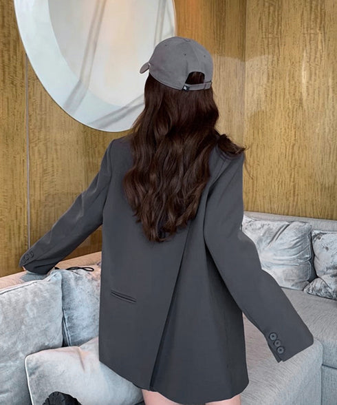 テーラードジャケット レディースアウター 肩パッド入りオーバーサイズジャケット ライトアウターポケット付き 20代30代40代おしゃれトップス オフィスカジュアル 21SHANGYI-087