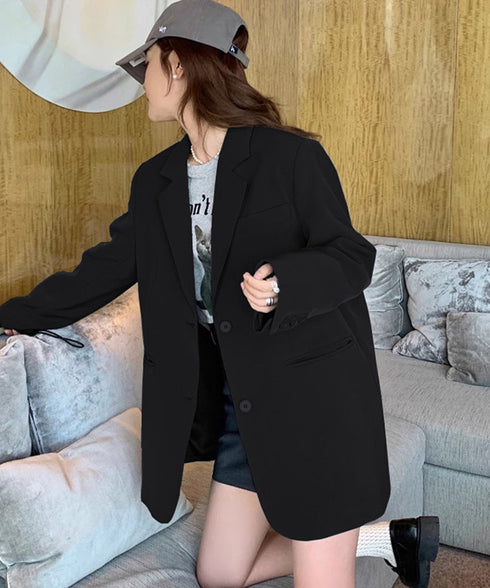 テーラードジャケット レディースアウター 肩パッド入りオーバーサイズジャケット ライトアウターポケット付き 20代30代40代おしゃれトップス オフィスカジュアル 21SHANGYI-087