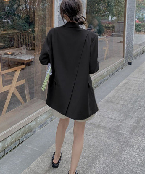 テーラードジャケット レディースアウター 肩パッド入りオーバーサイズジャケット ライトアウターポケット付き 20代30代40代おしゃれトップス オフィスカジュアル 21SHANGYI-087