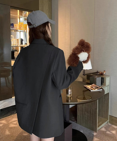 テーラードジャケット レディースアウター 肩パッド入りオーバーサイズジャケット ライトアウターポケット付き 20代30代40代おしゃれトップス オフィスカジュアル 21SHANGYI-087