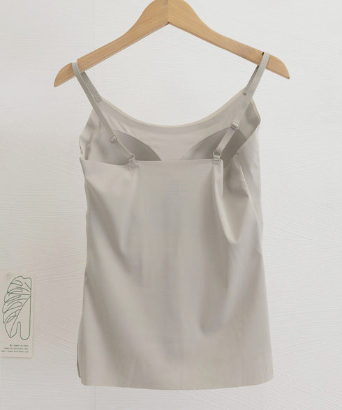 カップ付きキャミソール 韓国風ブラトップ Uネックキャミソール シームレスキャミレディース ノンワイヤー ベーシック肌着 涼やか 薄手 ブラ一体型インナーウェア夏 21SHANGYI-089