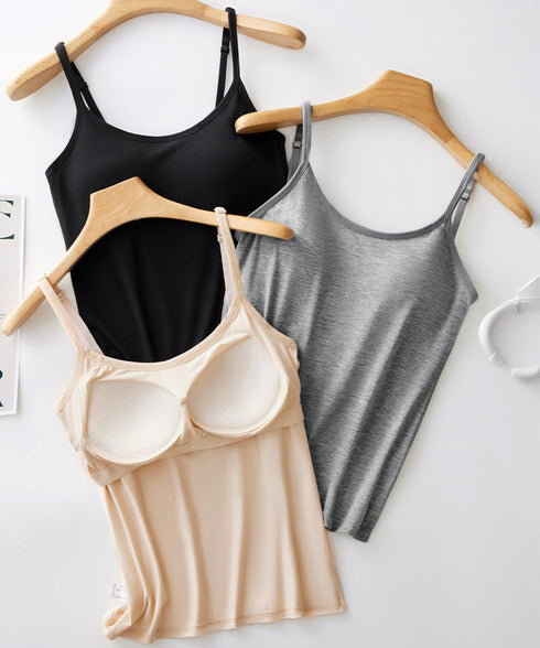 カップ付きキャミソール 韓国風ブラトップ レディースキャミUネック ベーシック肌着 大人可愛い薄手インナーウェア 柔らかい 美胸ブラトップ 快適レイヤードトップス 21SHANGYI-091