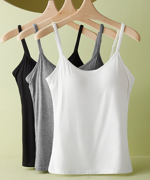 カップ付きキャミソール 韓国風ブラトップ レディースキャミUネック ベーシック肌着 大人可愛い薄手インナーウェア 柔らかい 美胸ブラトップ 快適レイヤードトップス 21SHANGYI-091