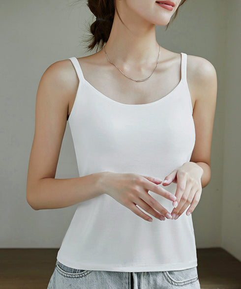カップ付きキャミソール 韓国風ブラトップ レディースキャミUネック ベーシック肌着 大人可愛い薄手インナーウェア 柔らかい 美胸ブラトップ 快適レイヤードトップス 21SHANGYI-091