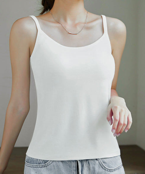 カップ付きキャミソール 韓国風ブラトップ レディースキャミUネック ベーシック肌着 大人可愛い薄手インナーウェア 柔らかい 美胸ブラトップ 快適レイヤードトップス 21SHANGYI-091