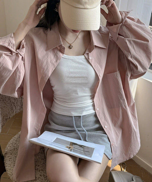 シャツレディースオーバーサイズ長袖シャツ シンプルシャツ全9色 オフィスカジュアル ベーシックシャツ 重ね着 無地トップスチュニック羽織り 体型カバー 春夏秋 服 21SHANGYI-092