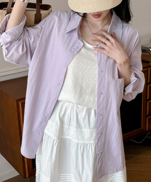 シャツレディースオーバーサイズ長袖シャツ シンプルシャツ全9色 オフィスカジュアル ベーシックシャツ 重ね着 無地トップスチュニック羽織り 体型カバー 春夏秋 服 21SHANGYI-092