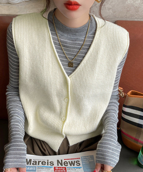 リブニットベスト前開きニットジレVネック ニットチョッキレディース こなれ感ノースリーブニットトップス 大人カジュアル おしゃれ ゆったり重ね着ニット 韓国風無地 21SHANGYI-095