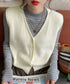リブニットベスト前開きニットジレVネック ニットチョッキレディース こなれ感ノースリーブニットトップス 大人カジュアル おしゃれ ゆったり重ね着ニット 韓国風無地 21SHANGYI-095