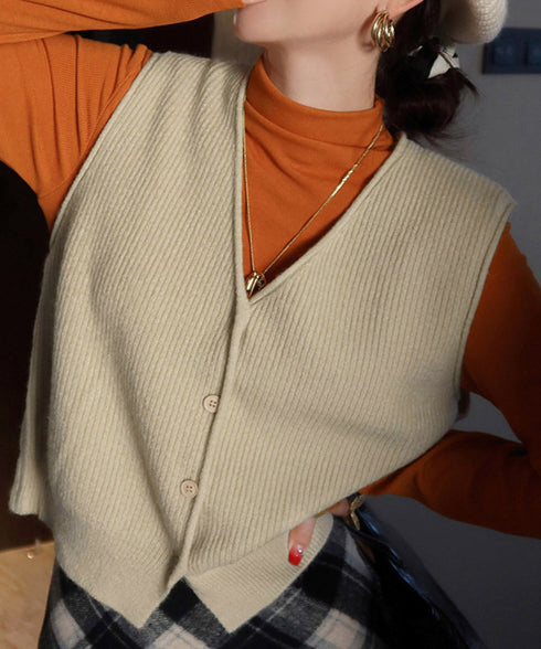 リブニットベスト前開きニットジレVネック ニットチョッキレディース こなれ感ノースリーブニットトップス 大人カジュアル おしゃれ ゆったり重ね着ニット 韓国風無地 21SHANGYI-095
