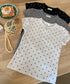 ドット柄tシャツレディース 半袖トップス tシャツ半袖コンパクトTシャツ カットソー半袖 韓国風 フィットトップス細見え フレンチスリーブTシャツ 大人可愛い夏服 21SHANGYI-102