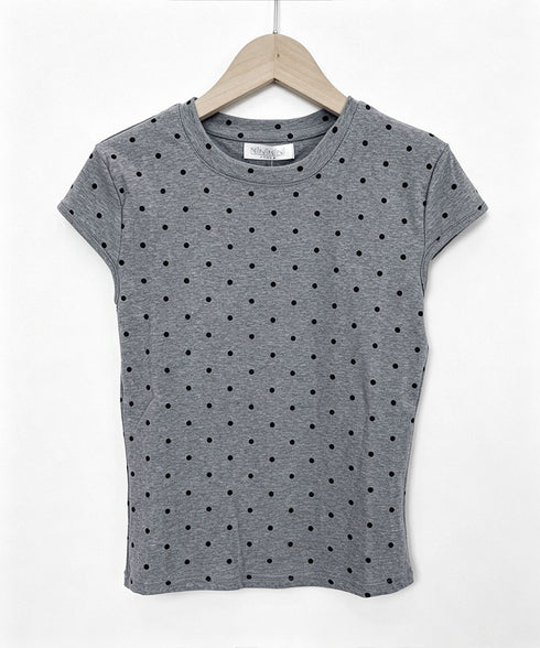 ドット柄tシャツレディース 半袖トップス tシャツ半袖コンパクトTシャツ カットソー半袖 韓国風 フィットトップス細見え フレンチスリーブTシャツ 大人可愛い夏服 21SHANGYI-102