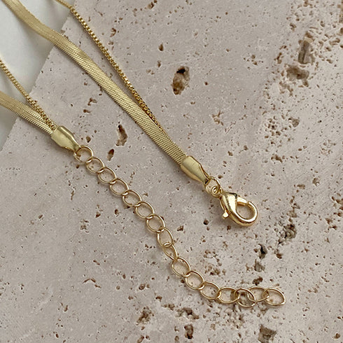 太幅チョーカー 2連チェーンネックレス レディース アクセサリー シンプル カジュアル ゴールド ジュエリー 人気 プレゼント ギフト 春アクセ きれいめ 21SHIPIN-010