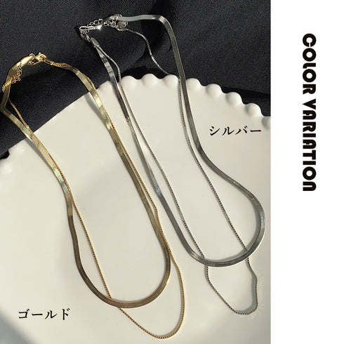 太幅チョーカー 2連チェーンネックレス レディース アクセサリー シンプル カジュアル ゴールド ジュエリー 人気 プレゼント ギフト 春アクセ きれいめ 21SHIPIN-010