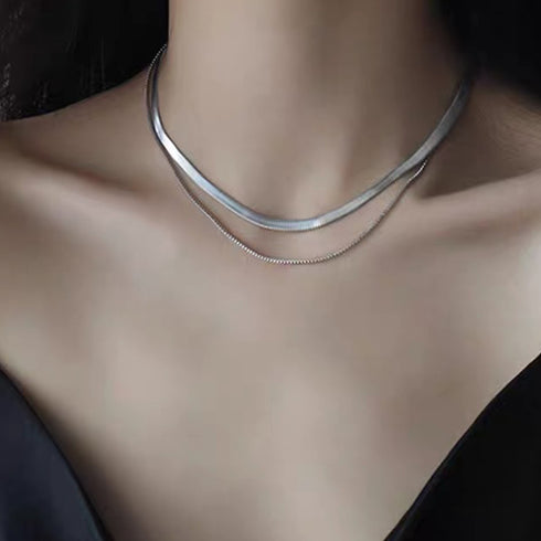 太幅チョーカー 2連チェーンネックレス レディース アクセサリー シンプル カジュアル ゴールド ジュエリー 人気 プレゼント ギフト 春アクセ きれいめ 21SHIPIN-010