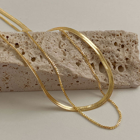 太幅チョーカー 2連チェーンネックレス レディース アクセサリー シンプル カジュアル ゴールド ジュエリー 人気 プレゼント ギフト 春アクセ きれいめ 21SHIPIN-010