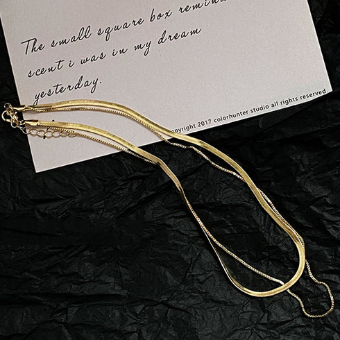 太幅チョーカー 2連チェーンネックレス レディース アクセサリー シンプル カジュアル ゴールド ジュエリー 人気 プレゼント ギフト 春アクセ きれいめ 21SHIPIN-010