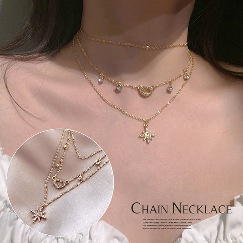 3連チェーンネックレス 華奢 大人上品 春夏 夏 シンプル トレンド プチプラ アクセサリー ゴールド 首飾り カジュアル ジュエリー キラキラ チョーカー 21SHIPIN-011