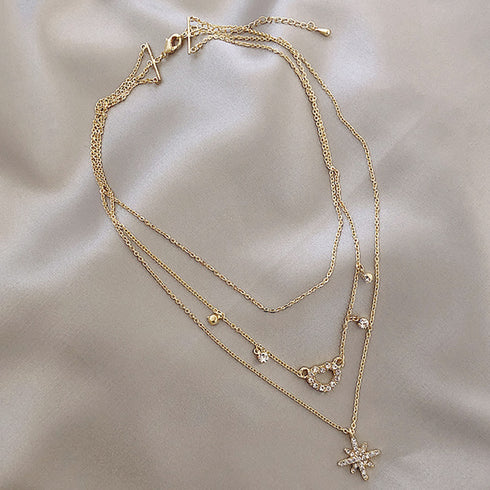 3連チェーンネックレス 華奢 大人上品 春夏 夏 シンプル トレンド プチプラ アクセサリー ゴールド 首飾り カジュアル ジュエリー キラキラ チョーカー 21SHIPIN-011