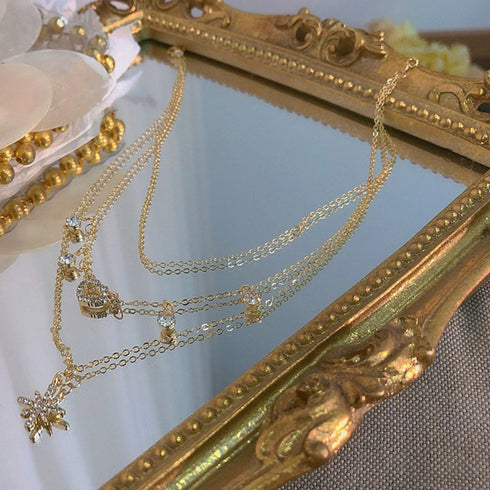 3連チェーンネックレス 華奢 大人上品 春夏 夏 シンプル トレンド プチプラ アクセサリー ゴールド 首飾り カジュアル ジュエリー キラキラ チョーカー 21SHIPIN-011