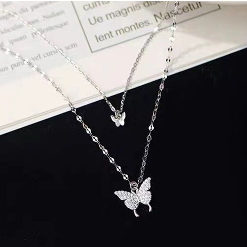 2連ネックレス 蝶々 ジュエリー 上品 可愛い アクセサリー 大人 人気 首飾り 流行 トレンド きれいめ プレゼント おしゃれ かわいい ギフト フェミニン 21SHIPIN-013