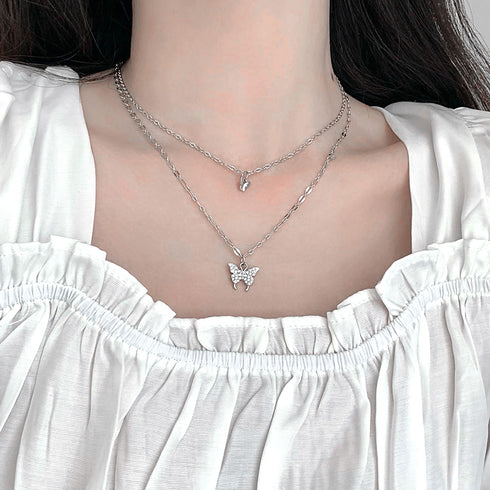 2連ネックレス 蝶々 ジュエリー 上品 可愛い アクセサリー 大人 人気 首飾り 流行 トレンド きれいめ プレゼント おしゃれ かわいい ギフト フェミニン 21SHIPIN-013