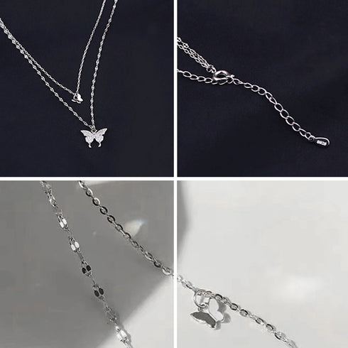 2連ネックレス 蝶々 ジュエリー 上品 可愛い アクセサリー 大人 人気 首飾り 流行 トレンド きれいめ プレゼント おしゃれ かわいい ギフト フェミニン 21SHIPIN-013