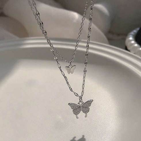2連ネックレス 蝶々 ジュエリー 上品 可愛い アクセサリー 大人 人気 首飾り 流行 トレンド きれいめ プレゼント おしゃれ かわいい ギフト フェミニン 21SHIPIN-013