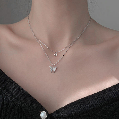 2連ネックレス 蝶々 ジュエリー 上品 可愛い アクセサリー 大人 人気 首飾り 流行 トレンド きれいめ プレゼント おしゃれ かわいい ギフト フェミニン 21SHIPIN-013