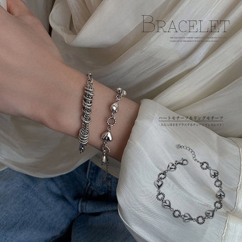 チェーン ブレスレット メタル ハート アクセサリー レディース 重ね付け おしゃれ ジュエリー 留め具 着脱簡単 シンプル 着こなし プレゼント 贈り物 21SHIPIN-015