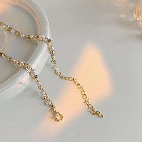 2連 チョーカーネックレス レディース フェイクパール アクセサリー ジュエリー 重ね付け ゴールド おしゃれ 誕生日プレゼント 女性 大人上品 ペンダント 21SHIPIN-017