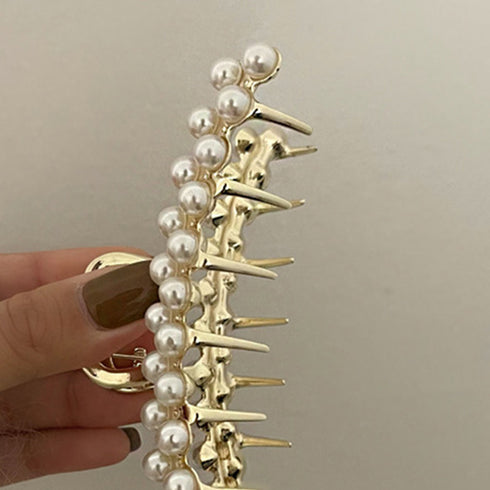 パールバンスクリップ 大人可愛い 新作 ヘアクリップ ゴールド 簡単髪留め ゴージャス ヘアアクセサリー おしゃれ 髪飾り 大人上品 韓国風 雑貨 20代 21SHIPIN-021
