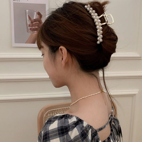 パールバンスクリップ 大人可愛い 新作 ヘアクリップ ゴールド 簡単髪留め ゴージャス ヘアアクセサリー おしゃれ 髪飾り 大人上品 韓国風 雑貨 20代 21SHIPIN-021
