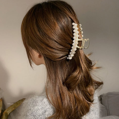 パールバンスクリップ 大人可愛い 新作 ヘアクリップ ゴールド 簡単髪留め ゴージャス ヘアアクセサリー おしゃれ 髪飾り 大人上品 韓国風 雑貨 20代 21SHIPIN-021